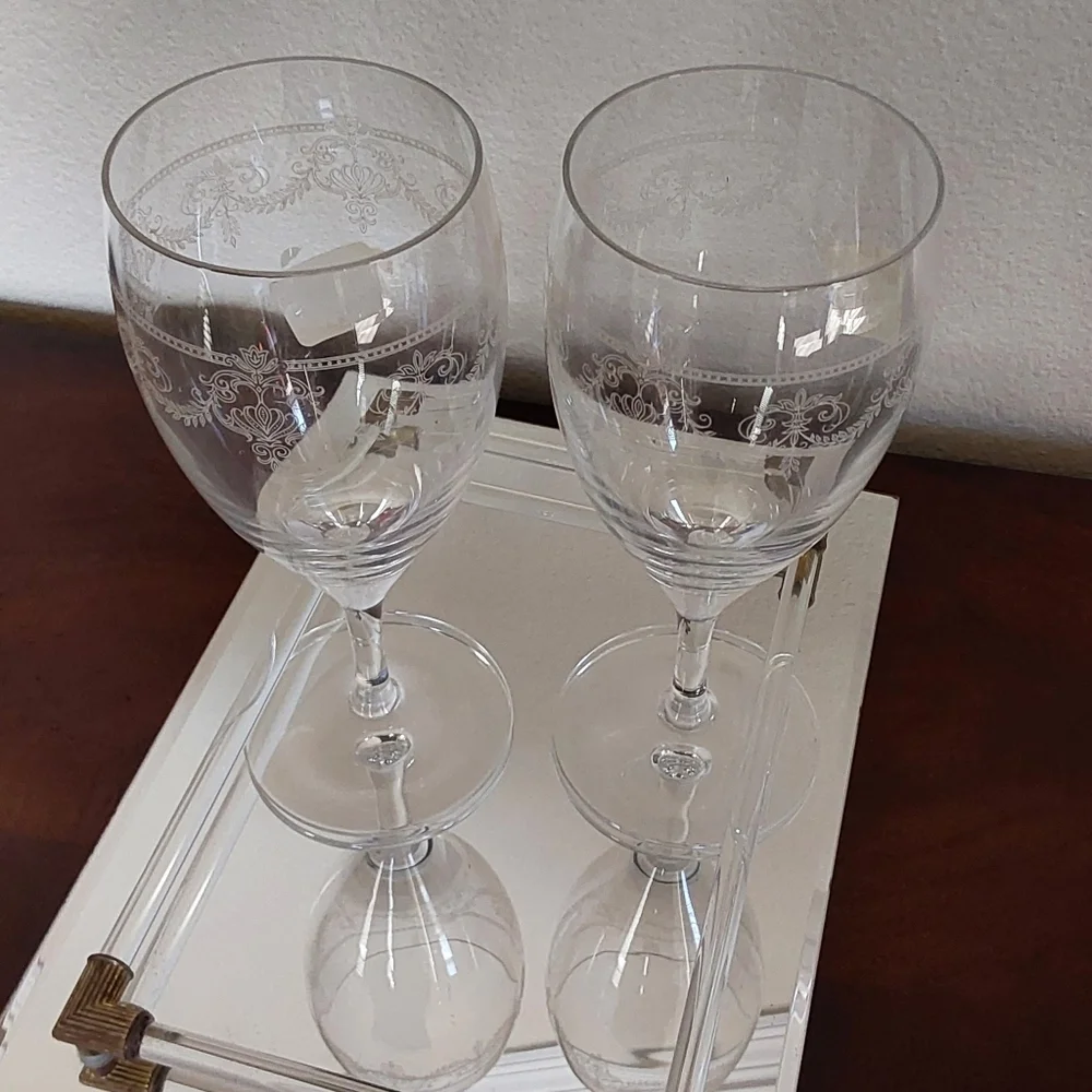 PRINCESS HOUSE HERITAGE CRISTAL  FRANCE  ETCHED GLASSES‎ SETS OF 6